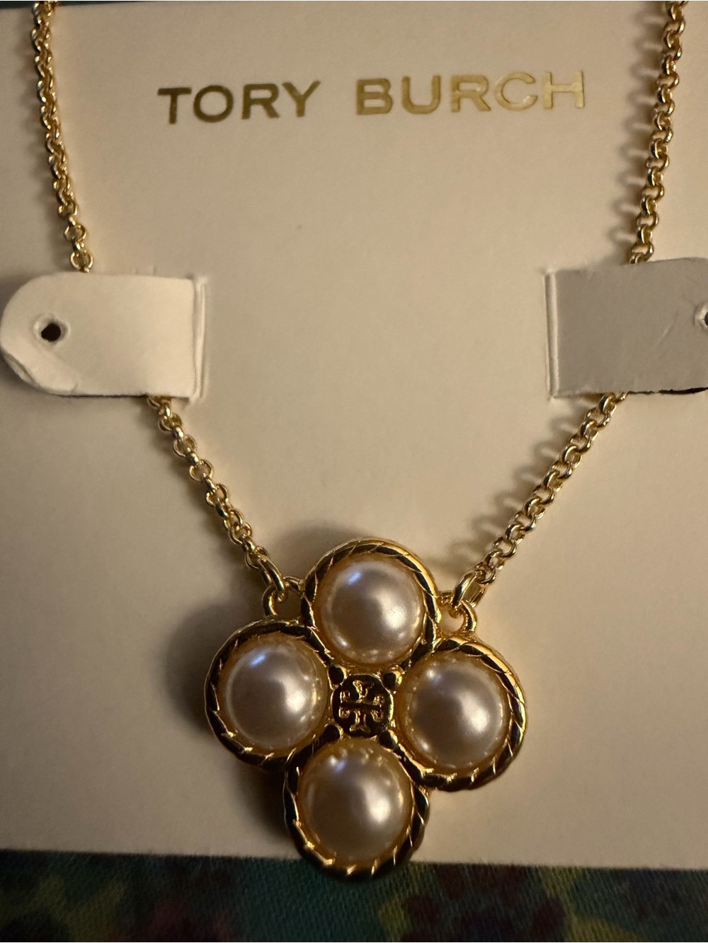 Tory Burch Gold-tone Necklace with Pearl Cluster Pendant - Picture 2 of 4